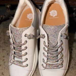 Yellow Box Women's Glitter Sneakers - White and Silver size 8